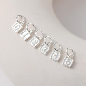 925 Sterling Silver Number Charm, S925 Square Number Charm, 0-9 Number Charm, Number Charm For Birthday Gift, Jewelry Findings