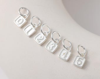 925 Sterling Silver Number Charm, S925 Square Number Charm, 0-9 Number Charm, Number Charm For Birthday Gift, Jewelry Findings