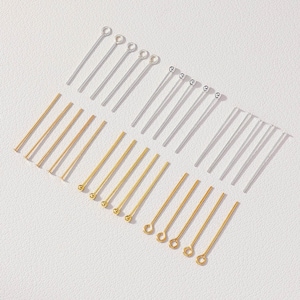 5-delige S925-kogelspelden, T-pinnen, vergulde pinnen, spelden, oogspelden voor het maken van sieraden, platte naalden, balpennen, 15-50 mm