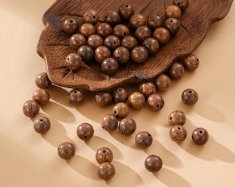 50PCS Natural Rosewood Beads, 6mm 8mm 10mm 12mm Bulk Rosewood Beads, Sandalwood Buddhist Beads, Bead for Jewelry Making Supplies