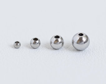 100PCS Stainless Steel Bead, Bulk Bead, Jewely Baad, Spacer Beads, Round Bead, Round Silver Bead, Bracelet Beads, Necklace Beads, 2mm-10mm