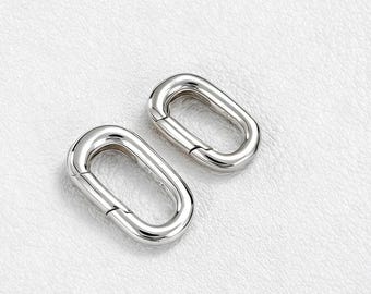 925 Sterling Silver Oval Spring Clasp, Oval Carabiner Clasp, Universal Jewelry Hook Buckle, Connectors for Bracelets and Necklaces