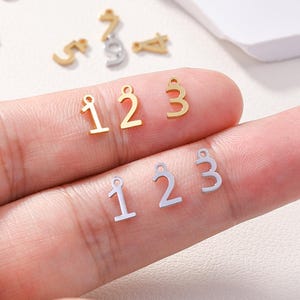 925 Sterling Silver 0-9 Number Charm, Lucky Number Pendant, Number Charm For Birthday Gift, Tiny Number Charm for Jewelry Making Supplies