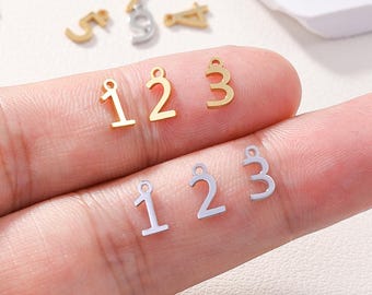 925 sterlingzilver bedel met 0-9 cijfers, geluksgetalhanger, cijferbedel voor verjaardagscadeau, kleine cijferbedel voor het maken van sieraden