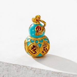 Sterling Silver Gourd Pendant, Meditation Gourd Charm, Gourd Prayer Charm, Lucky Symbol Gourd Charm, Charm for Jewelry Making Supplies