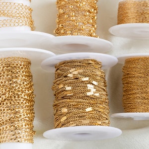 Bulk Stainless Steel Chain, 18k Gold Plated Chain, Bulk Chain, Paperclip Chain, Round Bead Chain, Unfinished Cable Chain, Necklace Material