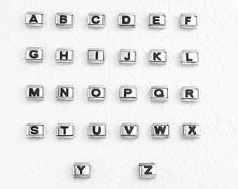 Stainless Steel Italian Charm, Letter Bracelet Module, Italian Bracelet Charm