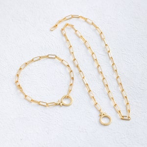 18K Gold Paperclip Chain Necklace, Dainty Chain Bracelet, Link Chain Bracelet Necklace, Minimalist Jewelry, Chain for Jewelry Making
