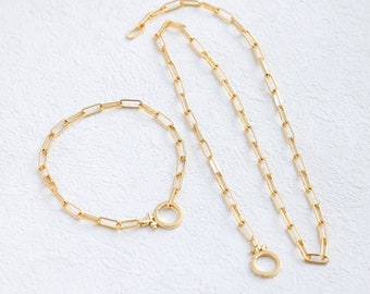 18K Gold Paperclip Chain Necklace, Dainty Chain Bracelet, Link Chain Bracelet Necklace, Minimalist Jewelry, Chain for Jewelry Making
