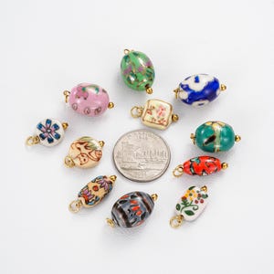 Hand-Painted Ceramic Pendants, Vintage Colorful Porcelain Charms for DIY Jewelry Making, Unique Floral & Animal Accent Drops, Jewelry Supply