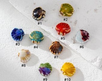20PCS Ceramic Porcelain Seashell Bead, Colorful Shell Beads, Shell Beads, Conch Beads, Beads for Jewelry Making Supplies