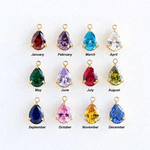 Gold Plated Birthstone Charm, Birthstone Charms, Personalized Jewelry Bulk Supplies, Teardrop Birthstone Pendant, Personalized Jewelry