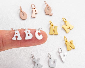 Dije de alfabeto de plata de ley: colgante con letra inicial para collar y pulsera