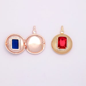 Gold Plated Photo Locket Pendant, Gold Round Locket Pendant, Larger Locket Pendant, Gemstone Locket Pendant, DIY Accessories Supply