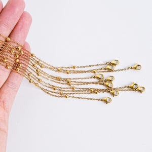 1/5/10Pcs Gold Plated Beaded Satellite Chain Necklace, Satellite Necklace, Dainty Satellite Ball Chain Necklace, Satellite Necklace Chain