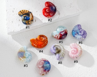 20PCS Ceramic Porcelain Conch Seashell Bead, Conch Shell Bead, Colorful Shell Beads, Conch Beads, Beads for Jewelry Making Supplies