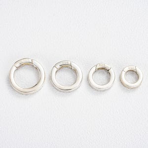 Sterling Silver Round Push Clasp: S925 Ring Hinged Clasp