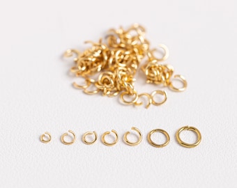 50PCS Stainless Steel Open Jump Rings, Gold Plated Jump Rings for Permanent Jewelry, Jump Ring Findings, Gold Jump Rings, 3mm, 4mm, 5mm