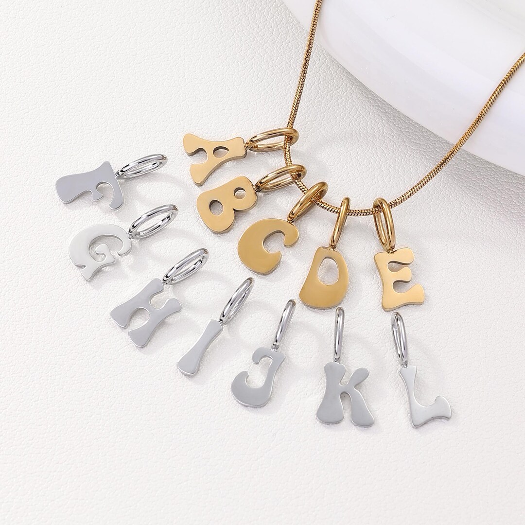 Stainless Steel Letter Charm, Alphabet Letter Charm, Initial Pendant ...