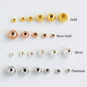 10PCS S925 Round Bead, Sterling Silver Spacer Beads, Silver/Gold/Rose Gold/Platinum Round Bead, 2mm-5mm Bead, Bulk Spacer Beads