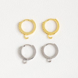 Gold Plated Round Hoop Earrings, Cubic Zircon Hoop Earrings with Open Hoop, Hoop Ear wires, Earrings Supplies, Earring Findings