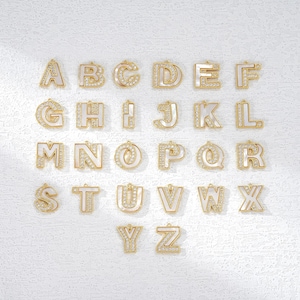 Gold Plated Letter Charm, Double Letter Charm, Pearl Shell and CZ Pave Letter Charm, Initial Alphabet Charm, Charm for Jewelry Making