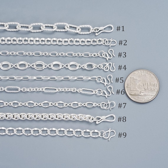 925 Sterling Silver Necklace Bracelet Chain, Paperclip Chain