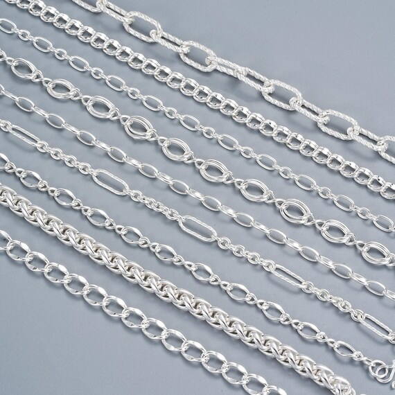 925 Sterling Silver Necklace Bracelet Chain, Paperclip Chain