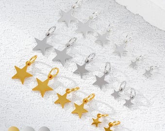 925 Sterling Silver Star Charm, Mini Star Charms, Double Sided Star Charm, Silver Star Charm, Celestial Jewelry, Charm for Jewelry Making
