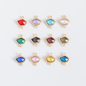 Vergoldeter Birthstone Verbinder Charme, Geburts Monat Charm, Edelstein Verbinder Charm, Birthstone Charme, Masse Birthstone Verbinder Kette