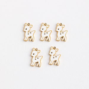 Christmas Drop Oil Deer Charm, Sika Deer Pendant, Christmas Deer Pendant, White Deer Charm, Charm for Christmas Gift Making Supply