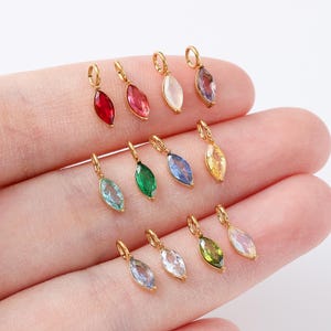 Gold Plated Birthstone Charm, Water Drop Diamond Birth Month Stone Charm, Borth Month Stone Charm, Diy Birthday Gift, Jewerly Findings