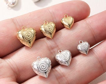 Sterling Silver Spiral Heart Charm, Gold/silver/platinum  display picture 1