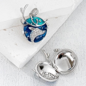 Deer Locket Charm, Blue Deer Locket, Deer Locket for Jewelry Making Charms, Gift for Her, Locket Charm for Memorial Gift