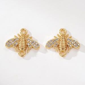Bee Connector, Micropavé CZ Flying Connector, CZ Bee Charm, Insect Connector Charm, Bee Connector for Jewelry Making Supplies