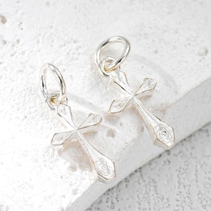 925 Sterling Silver Cross Charm, S925 Cross Charm, Tiny Cross Charm, Religious Charm, 3D Cross Charm, Charm for Jewelry Making