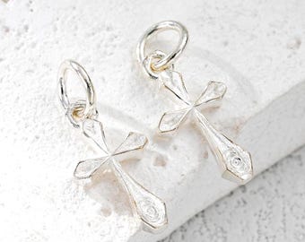 925 Sterling Silver Cross Charm, S925 Cross Charm, Tiny Cross Charm, Religious Charm, 3D Cross Charm, Charm for Jewelry Making