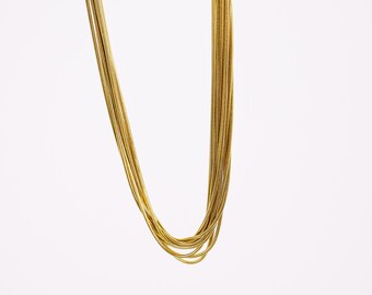 Gold Plated Thin Snake Chain Necklace, Minimalist Necklace, Stainless Steel Italian Snake Chain Necklace, Chain Necklace for Men and Women