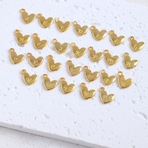 S925 Initiale breloque coeur, Pendentif coeur 26 lettres, Breloque lettre plaqué or 18 carats, Breloque coeur plaqué or 18 carats, Fournitures bijoux