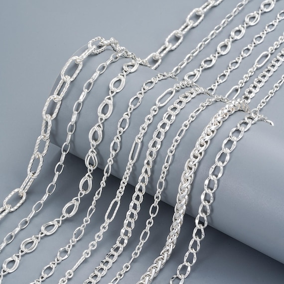 925 Sterling Silver Necklace Bracelet Chain, Paperclip Chain