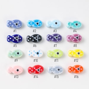 20 st keramikfiskpärlor, färgglada glaserade lösa pärlor av keramikporslin, prickiga fiskpärlor för halsband armband DIY smyckestillverkning