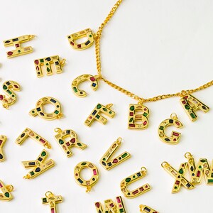 Pendentif de collier lettre initiale dorée, breloque lettre, accessoire pour bijoux, breloque lettre CZ, accessoires de bijoux, pendentif nom, breloque de collier