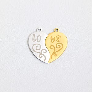 Stainless Steel Heart Puzzles Charm, Broken Heart Charm, Heart Pendant, Grave Love Heart Charm,  Couple Charms, Couple Jewelry Supplies