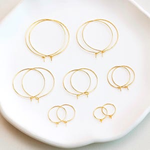 10/50Pcs Gold Plated Earring Hoops, 15mm/20mm/25mm/30mm/35mm/40mm/45mm Gold Round Hoop Earrings, DIY Jewelry Making Ear Hooks