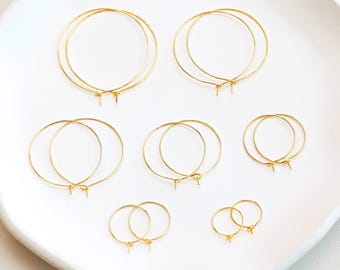 10/50Pcs Gold Plated Earring Hoops, 15mm/20mm/25mm/30mm/35mm/40mm/45mm Gold Round Hoop Earrings, DIY Jewelry Making Ear Hooks