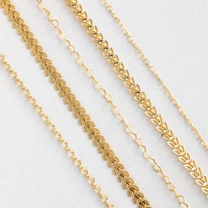 Herzkette, vergoldete Chevron-Blatt-Kette, Kabelkette, 14K Permanentschmuckketten, Großhandels-Bulk-Kette für permanente Schmuckzubehör