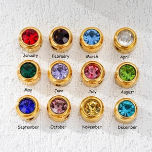 Stainless Steel Birthstone Beads, Gold/Silver/Rose Gold Birth Month Stone Beads, 6mm Round Birhstone Beads, Bead for Jewelry Making