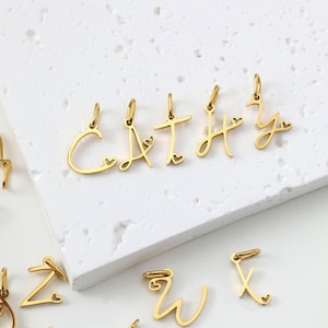 Stainless Steel Letter Charm, Letter with Heart Charm, Alphabet Letter Charm, Personalized Letter Charm for Jewlery Making Supplies