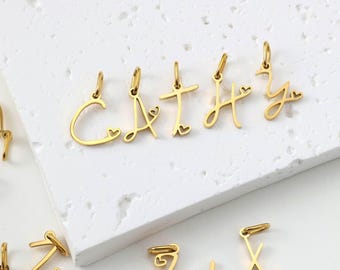 Stainless Steel Letter Charm, Letter with Heart Charm, Alphabet Letter Charm, Personalized Letter Charm for Jewlery Making Supplies