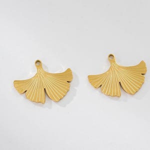 Gold Plated Ginkgo Leaf Charm, Stainless Steel Ginkgo Leaf Charm, Plant Pendant, Plant Pendant, Charm for Jewelry Making Supplies